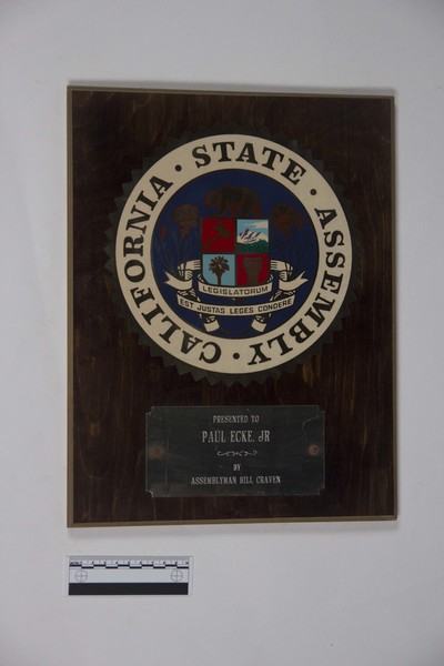 California State Assembly plaque
