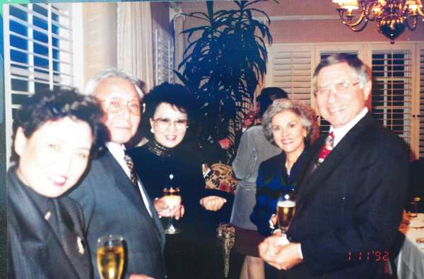 Left to right: Chairman Ha's wife, Chairman Ha, Sue Kint, Elisabeth "Jinx" Ecke, Paul Ecke, Jr., 